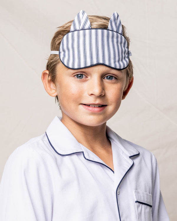 Children's Navy French Ticking Kitty Sleep Mask