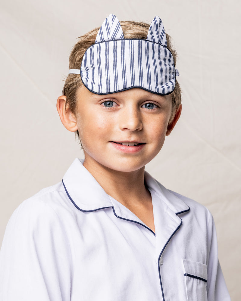 Children's Navy French Ticking Kitty Sleep Mask