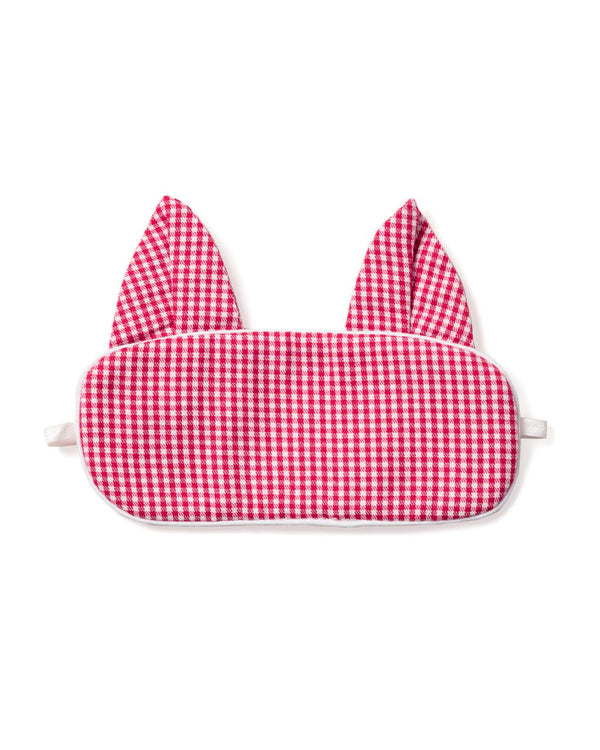 Kid's Red Mini-Gingham Kitty Sleep Mask