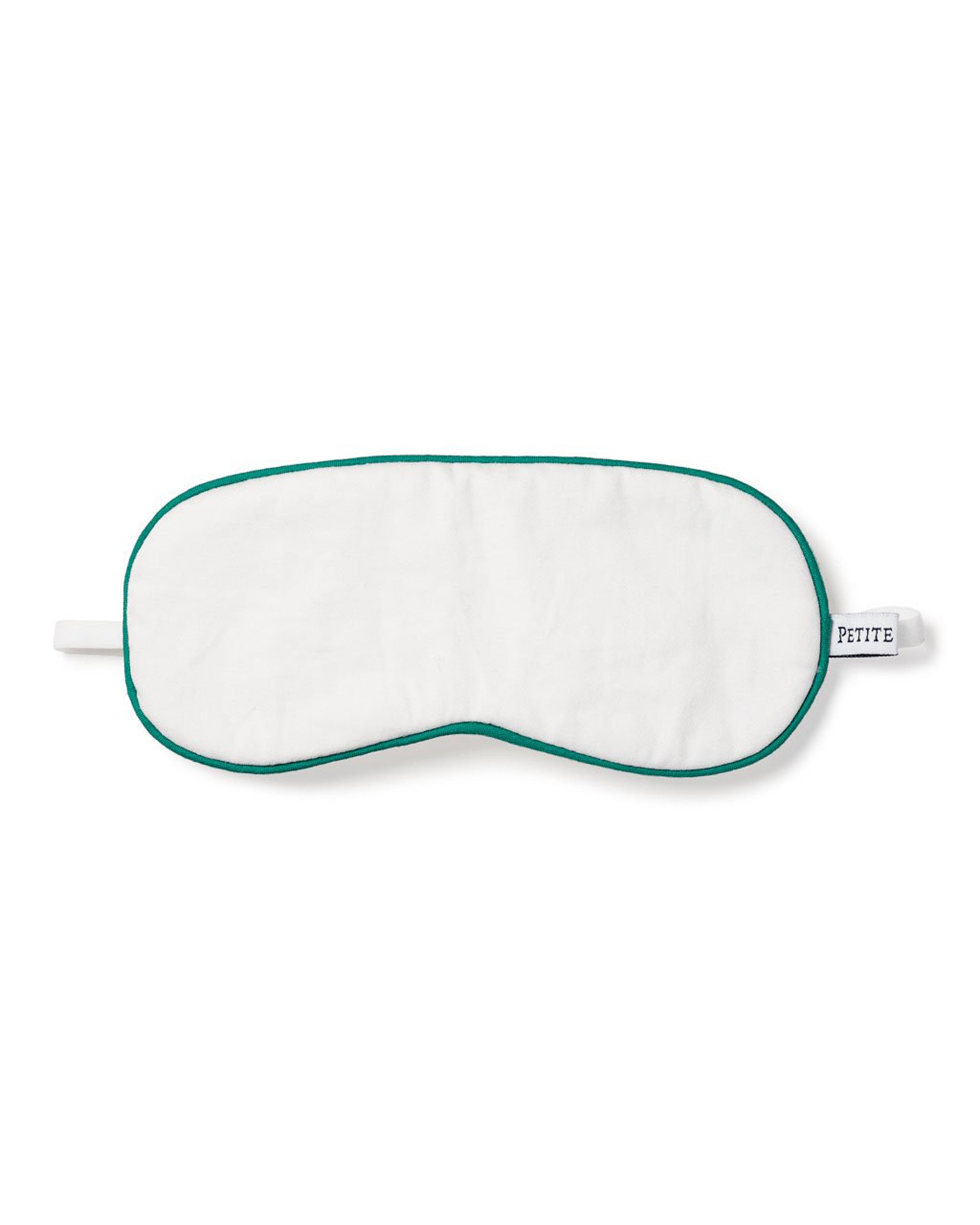 Kid's Sleep Mask in White with Green Piping