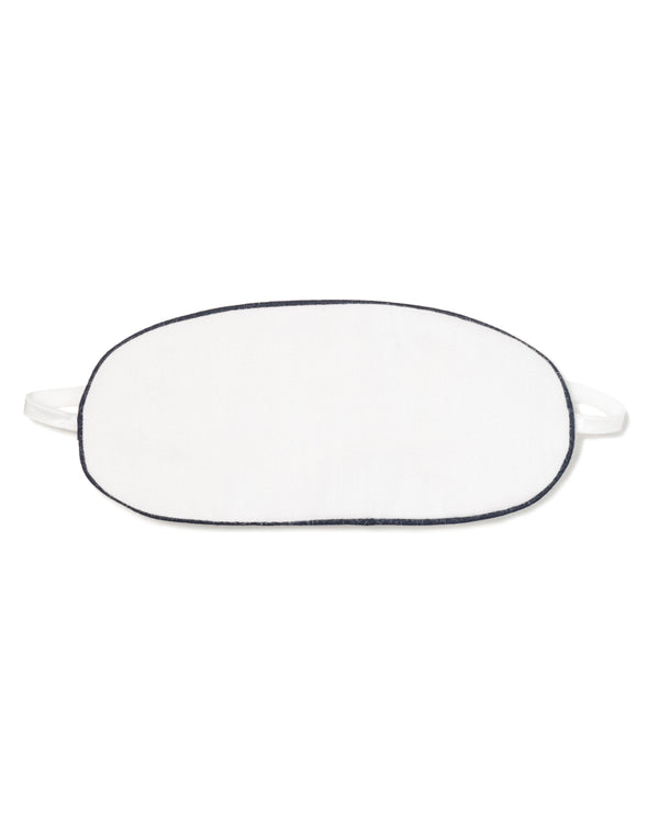 Children's White Traditional Eye Mask with Navy Piping
