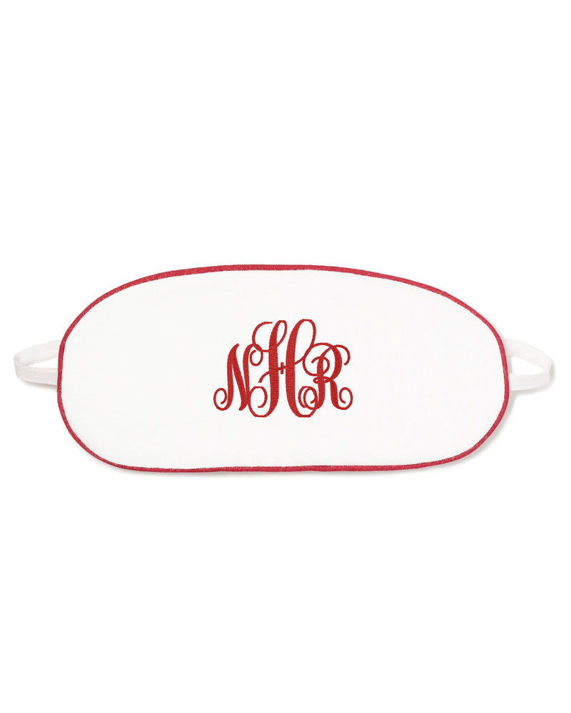 White Traditional Children's Sleep Mask with Red Piping