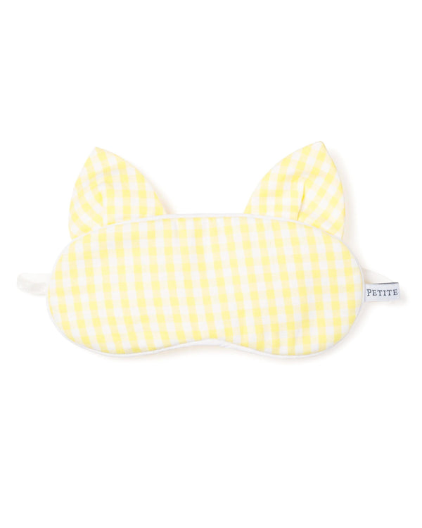 Kid's Twill Kitty Sleep Mask in Yellow Gingham