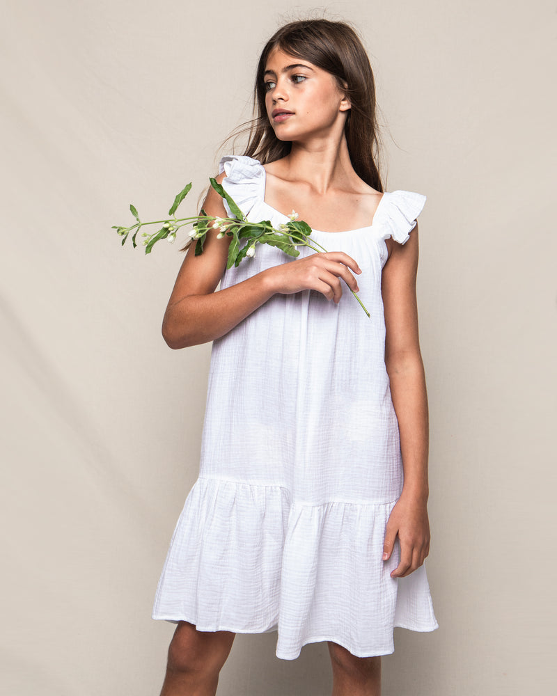 Girls White Gauze Celeste Sundress