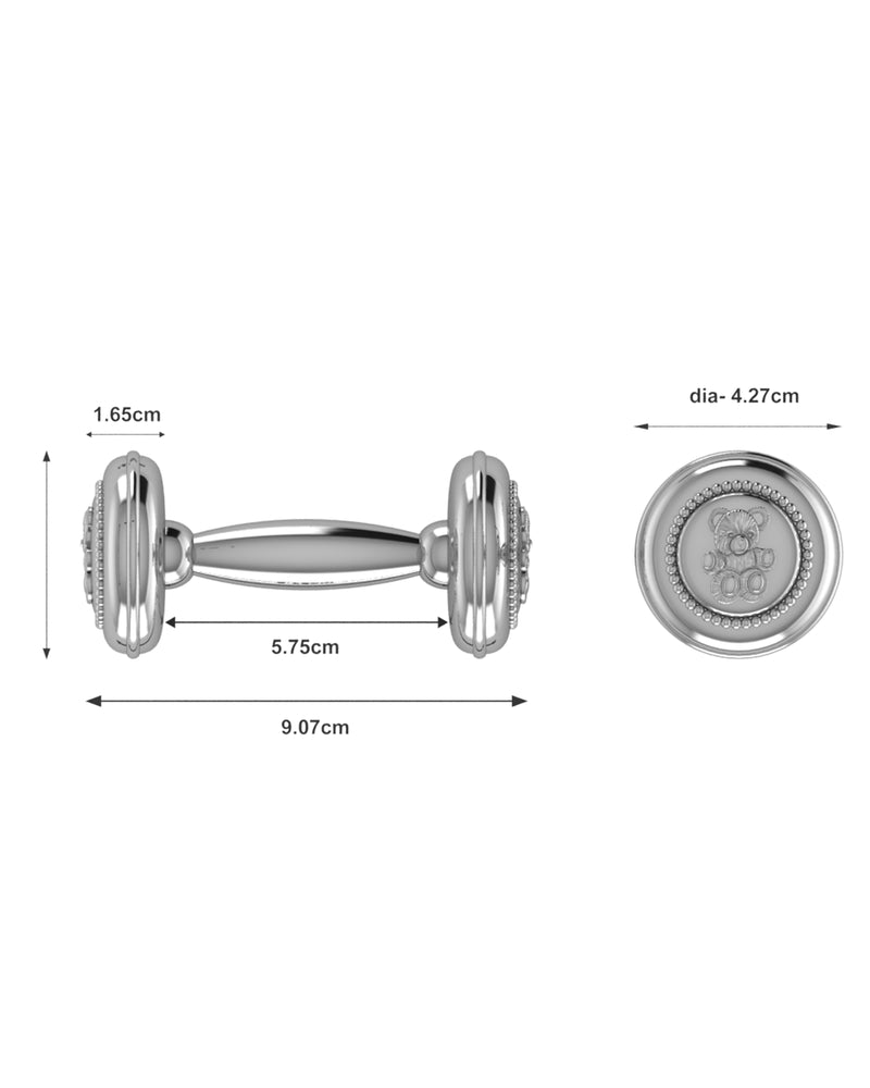 Teddy Silver Plate Dumbell Rattle