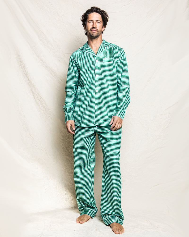 Men's Flannel Pajama Set in Green Gingham – Petite Plume