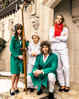 Men's Forest Green Flannel Robe with White Piping