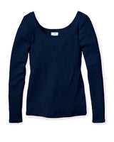 Navy Long Sleeve Pointelle Top