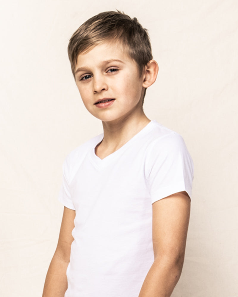 Kid's Pima V-Neck Top in White