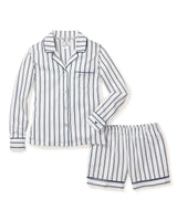 Luxe Pima Cotton Navy Stripe Long Sleeve Short Set