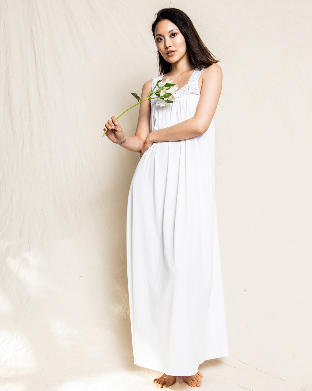 Luxe Pima Cotton White Camille Nightgown – Petite Plume
