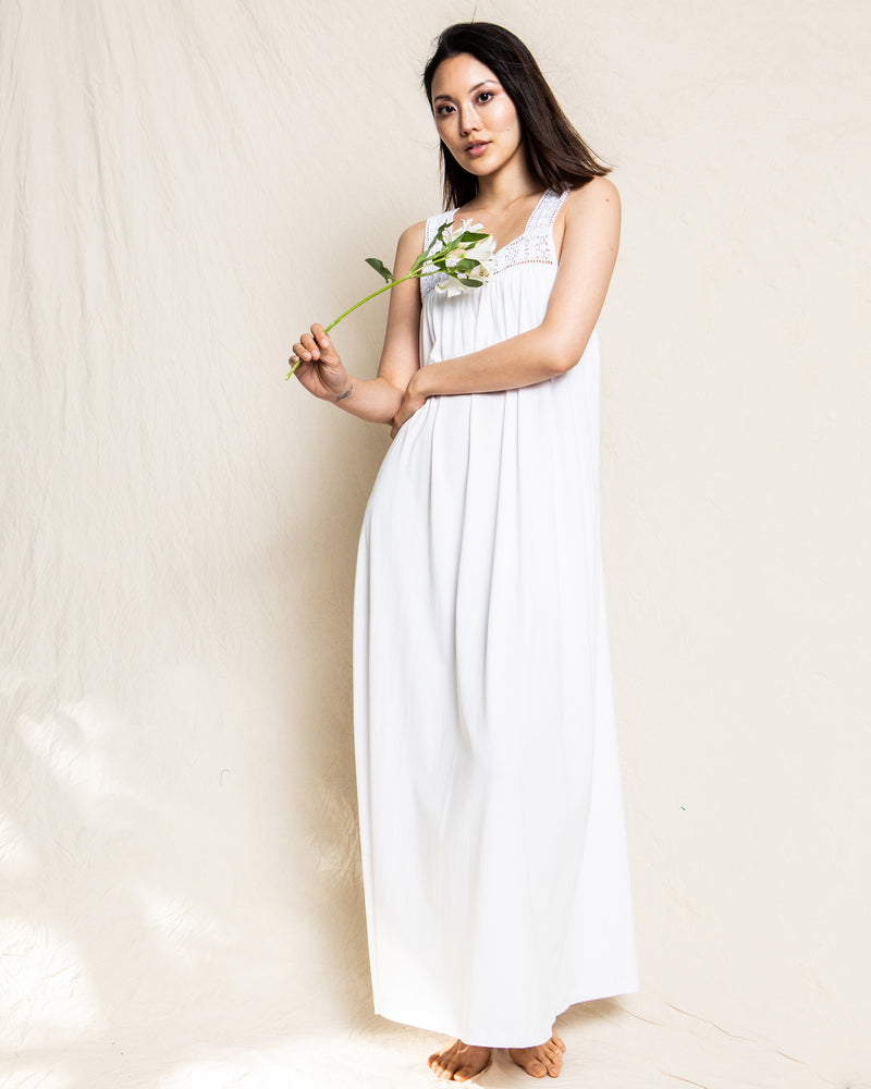 Women's Pima Camille Nightgown in White – Petite Plume