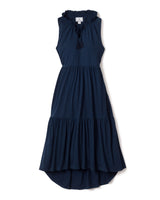 Luxe Pima Cotton Navy Tiered Lounge Dress