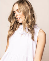Luxe Pima Cotton White Tiered Lounge Dress