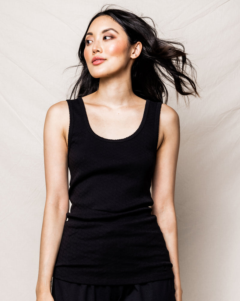 Black Sleeveless Pointelle Top