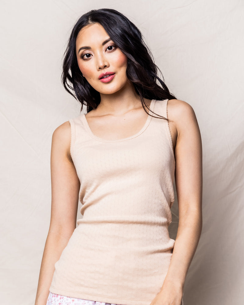 Nude Sleeveless Pointelle Top