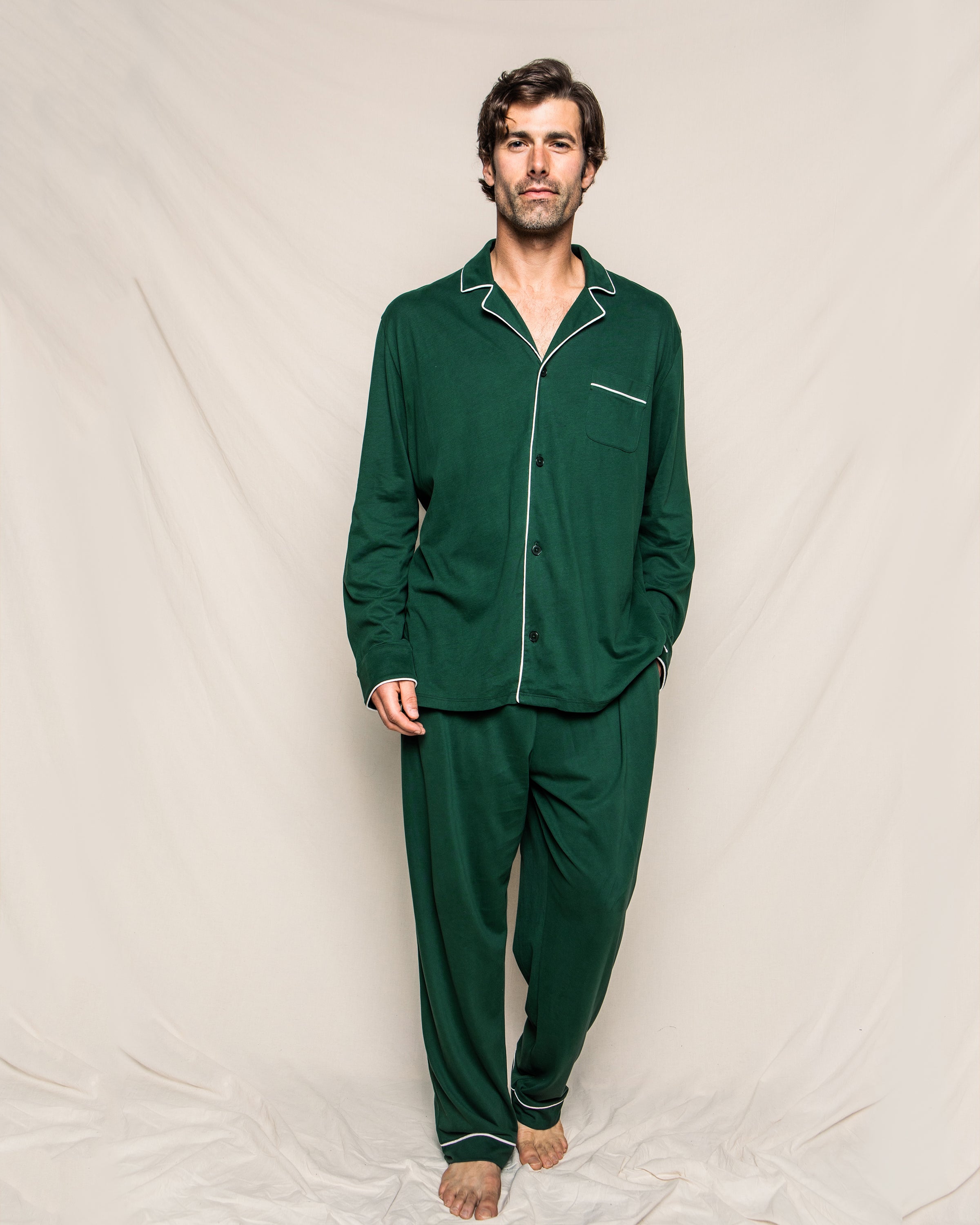 Men's Pima Pajama Set in Navy in Evergreen#Color_Evergreen