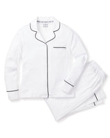 Luxe Pima Cotton White Classic Pajamas with Black Piping