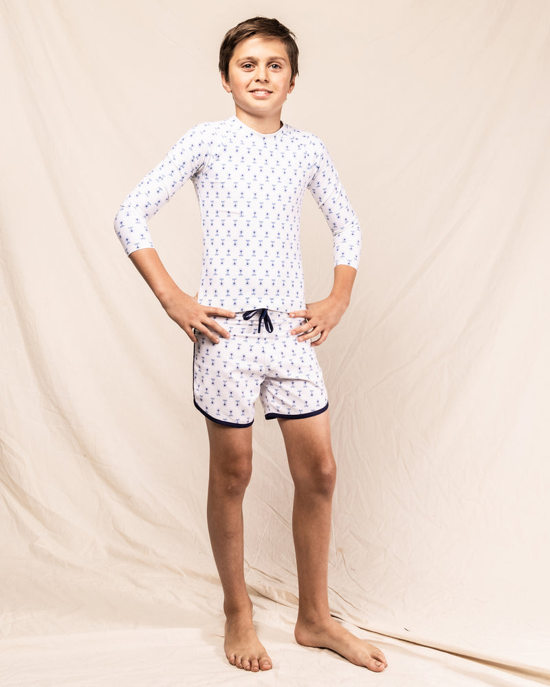 minnow x petite plume unisex botanical block print rashguard