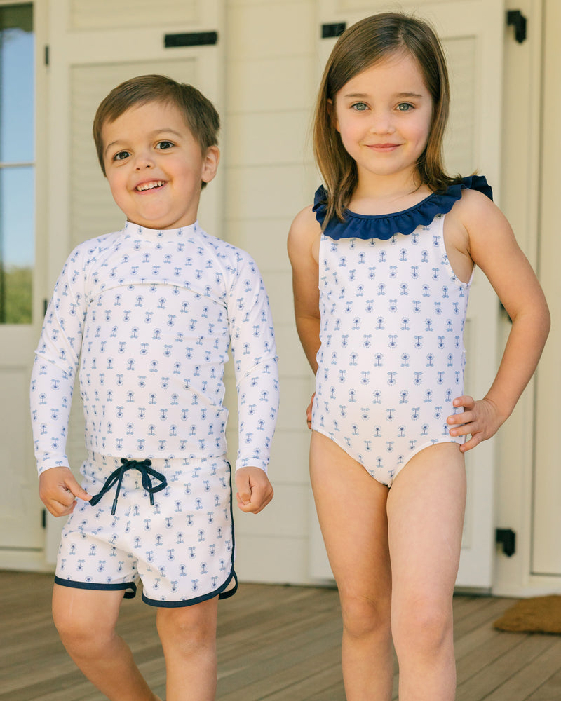 minnow x petite plume unisex botanical block print rashguard