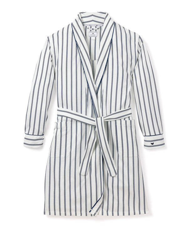 Women's Navy Stripe Luxe Pima Cotton Robe