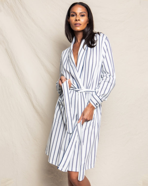 Luxe Pima Cotton Navy Stripe Robe