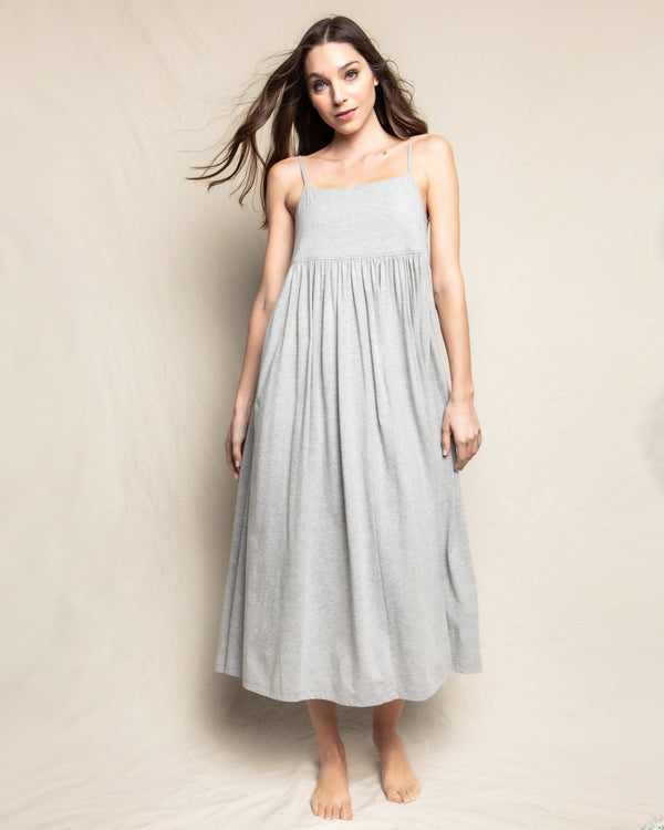 Luxe Pima Cotton Light Heather Grey Serene Lounge Dress