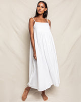 Luxe Pima Cotton White Serene Lounge Dress