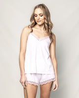 Luxe Pima Cotton White Short Set with Lace