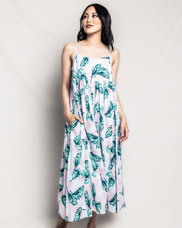 Luxe Pima Cotton St. Tropez Palms Serene Lounge Dress