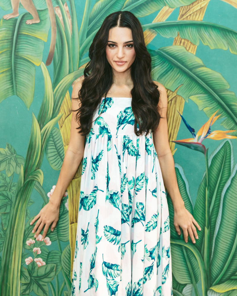 Luxe Pima Cotton St. Tropez Palms Serene Lounge Dress