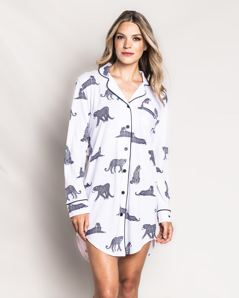 Women's Pima Nightshirt in Panthère de Paris