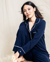 Women’s Luxe Pima Cotton Navy Classic Pajama Set