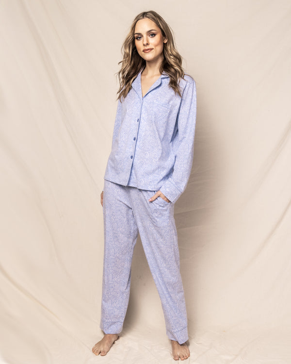 Women's Pima Pajama Set in Periwinkle Paisley