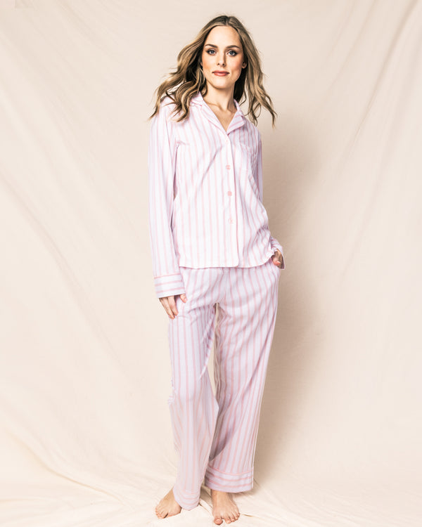 Women's Pima Pajama Set in Pink Stripe