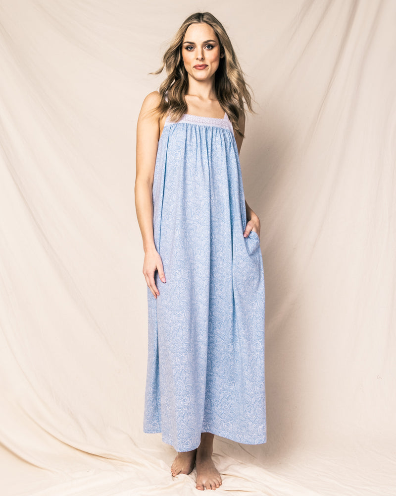 Women's Pima Camille Nightgown in Periwinkle Paisley – Petite Plume
