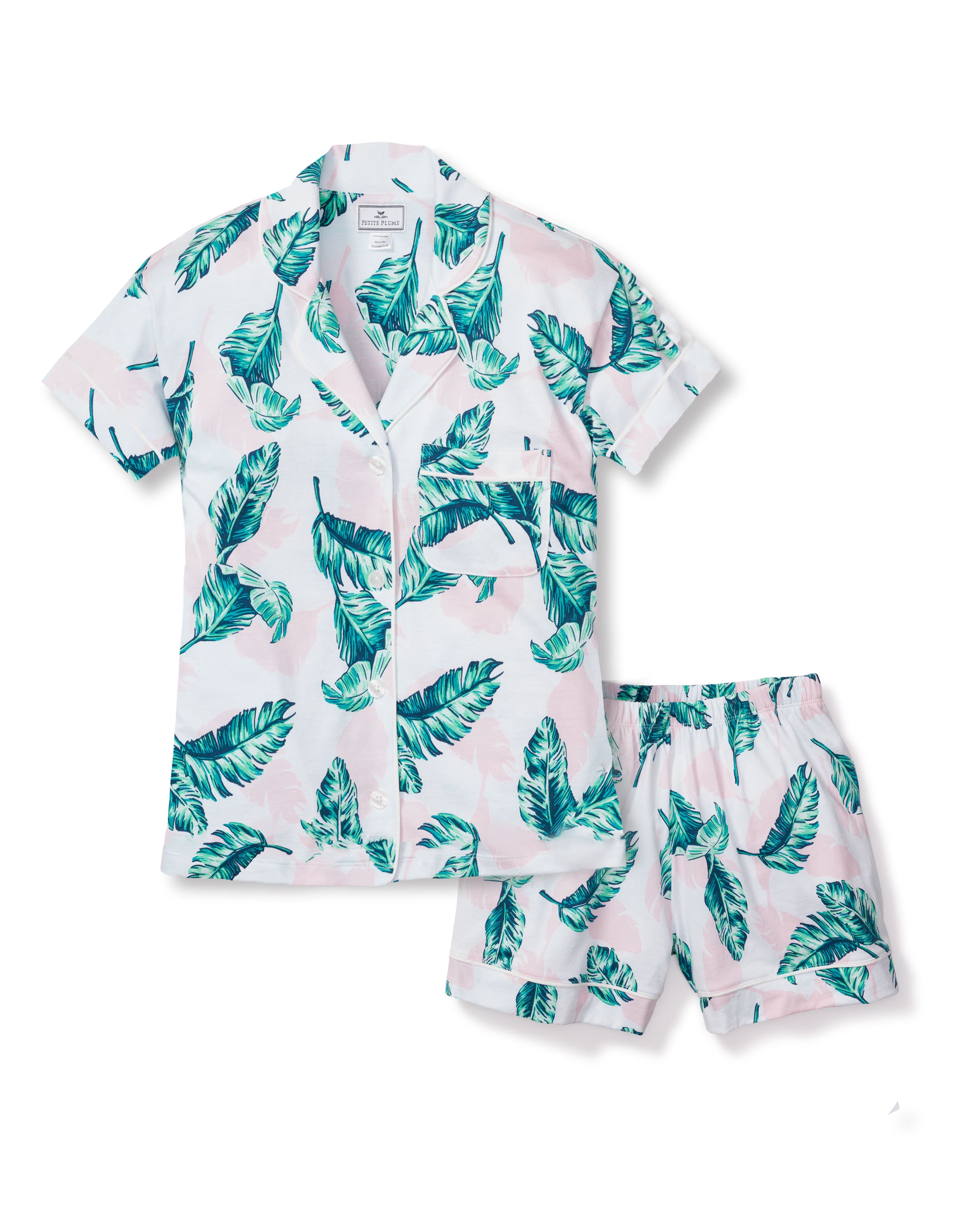 Women's Pima Pajama Short Set in St. Tropez Palms – Petite Plume