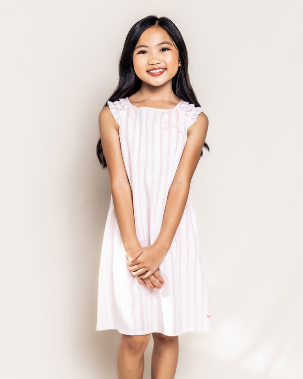 Colony Hotel x Petite Plume Girl's Pink and White Stripe Amelie Nightgown
