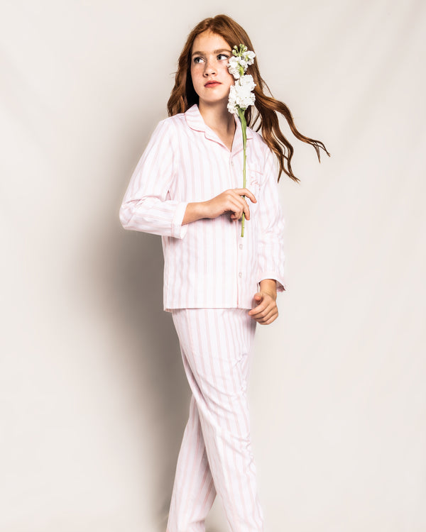 Colony Hotel x Petite Plume Kid's Pink and White Stripe Pajama Set