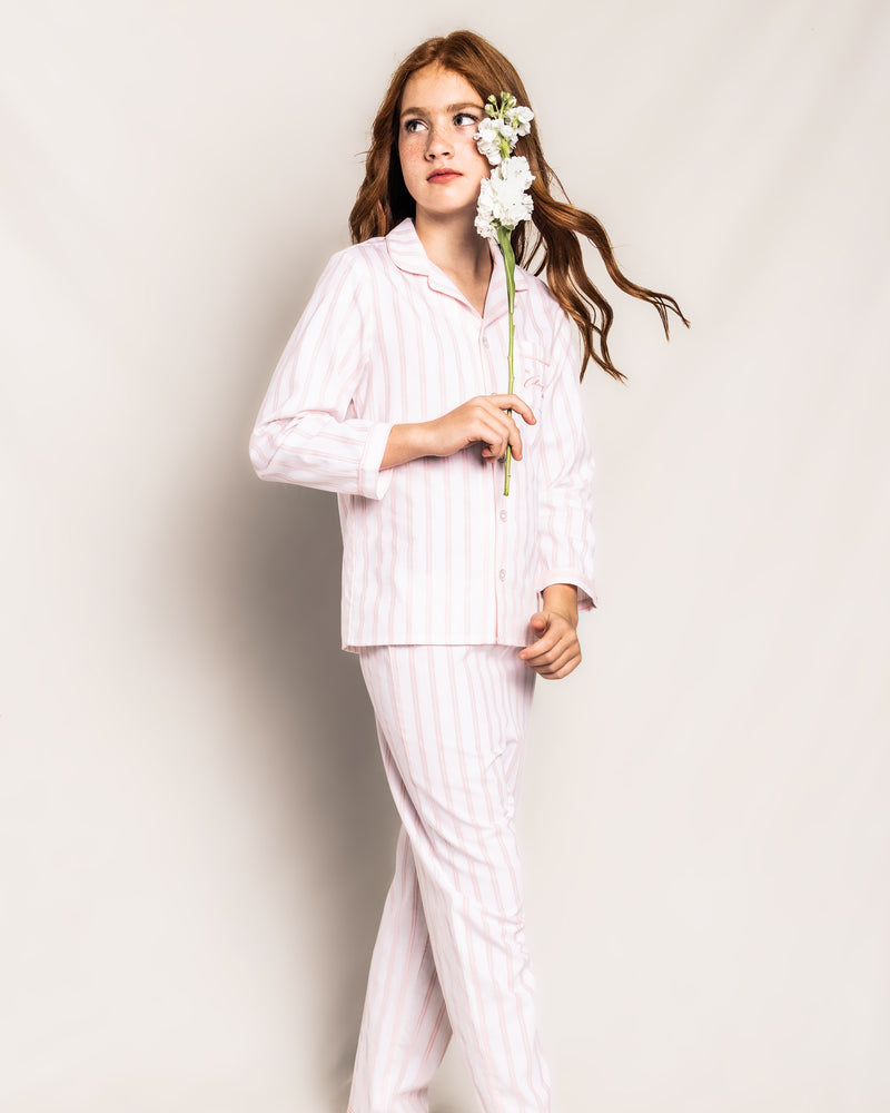 Colony Hotel x Petite Plume Children's Pink and White Stripe Pajama Set