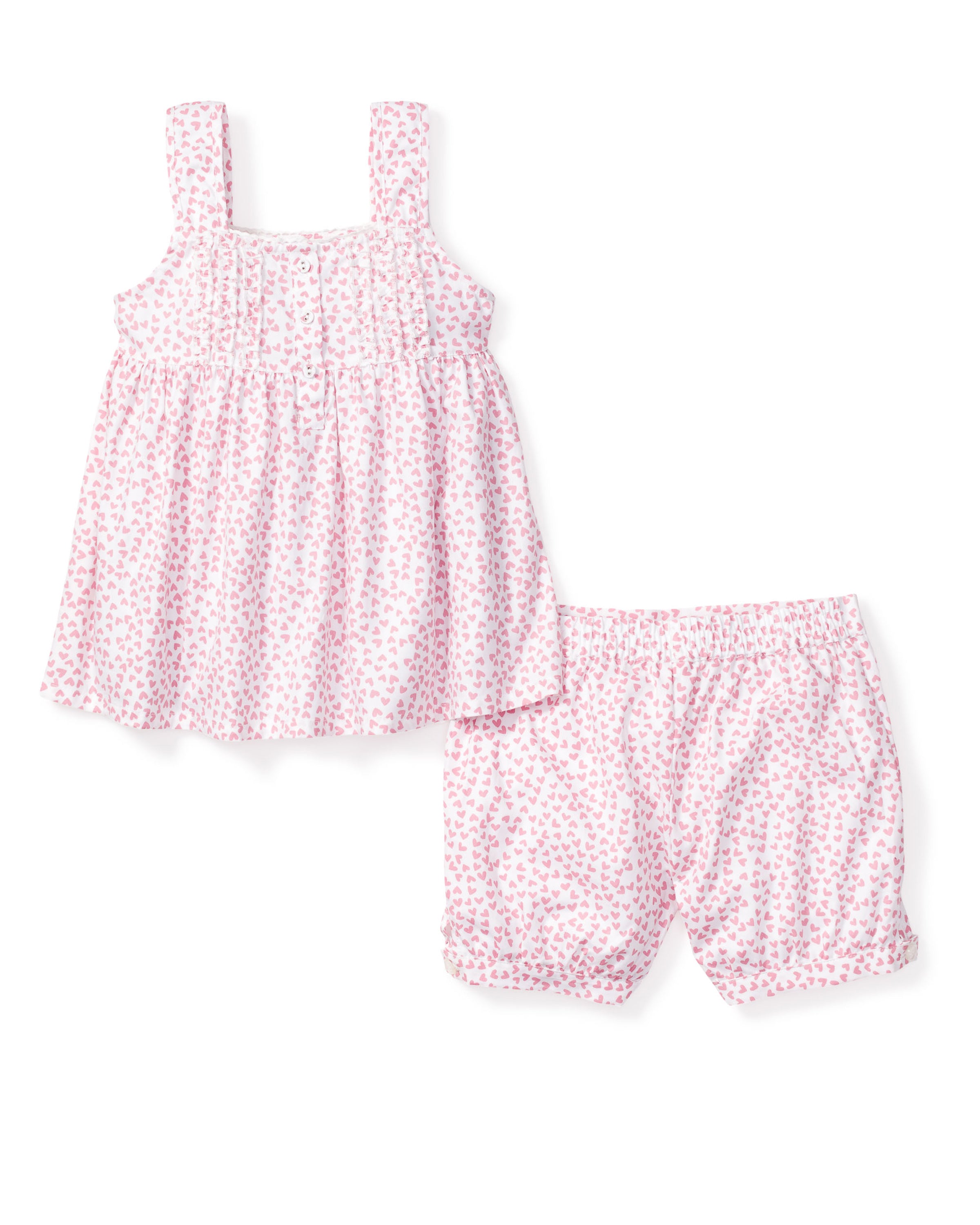 Girl's Twill Charlotte Short Set in Sweethearts