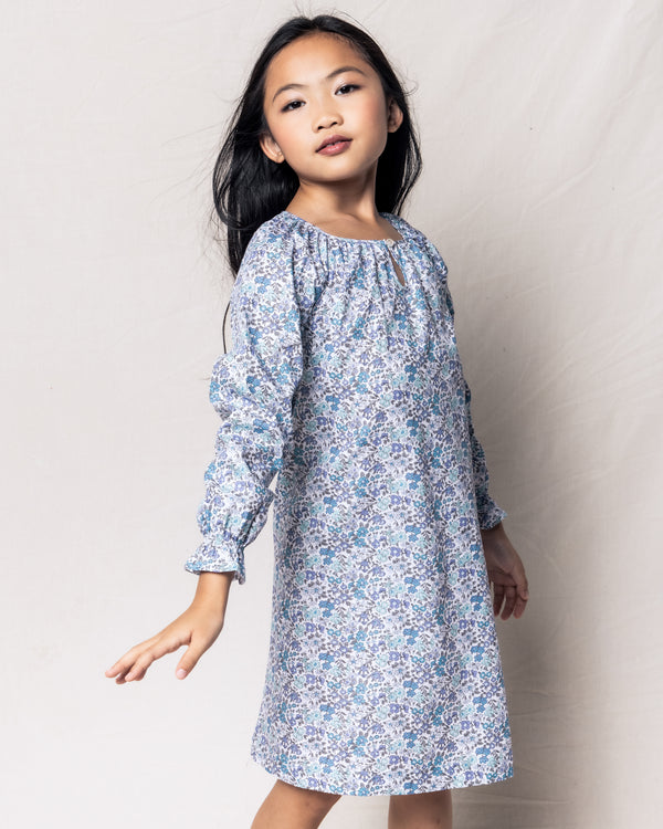 Girl's Twill Delphine Nightgown in Fleur D'Azur