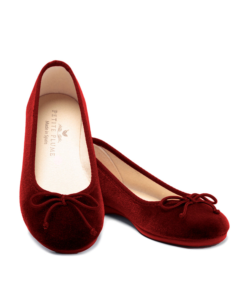 Kid's Juliette Ballet Slipper in Bordeaux Velvet