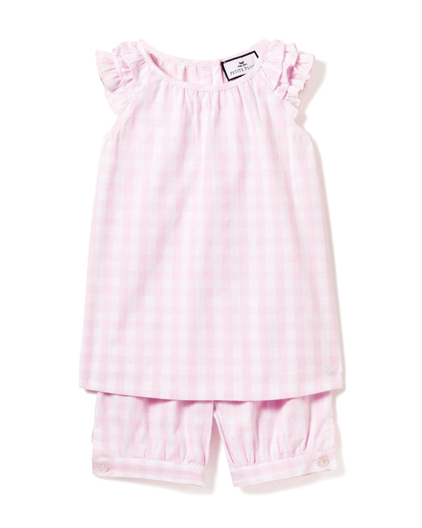 Kid's Twill Amelie Short Set in Pink Gingham