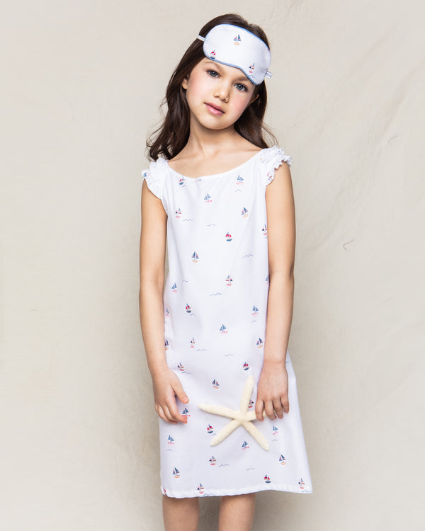 Girl's Twill Amelie Nightgown in Bateau