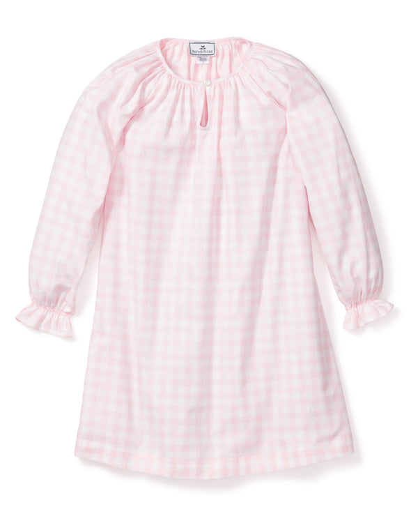 Girl's Twill Delphine Nightgown in Pink Gingham