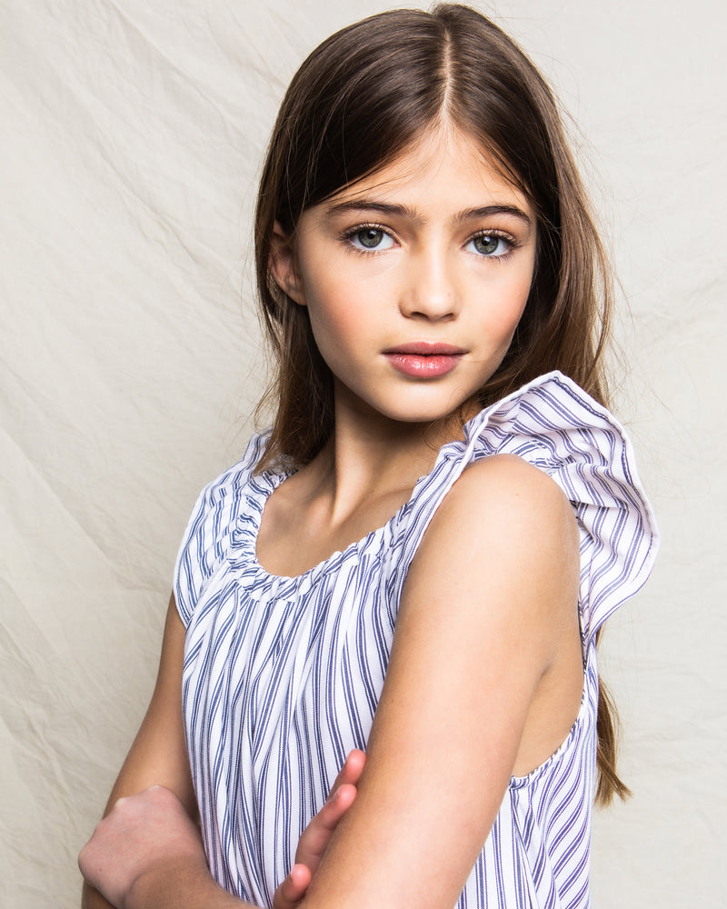 Children's Navy French Ticking Isabelle Nightgown