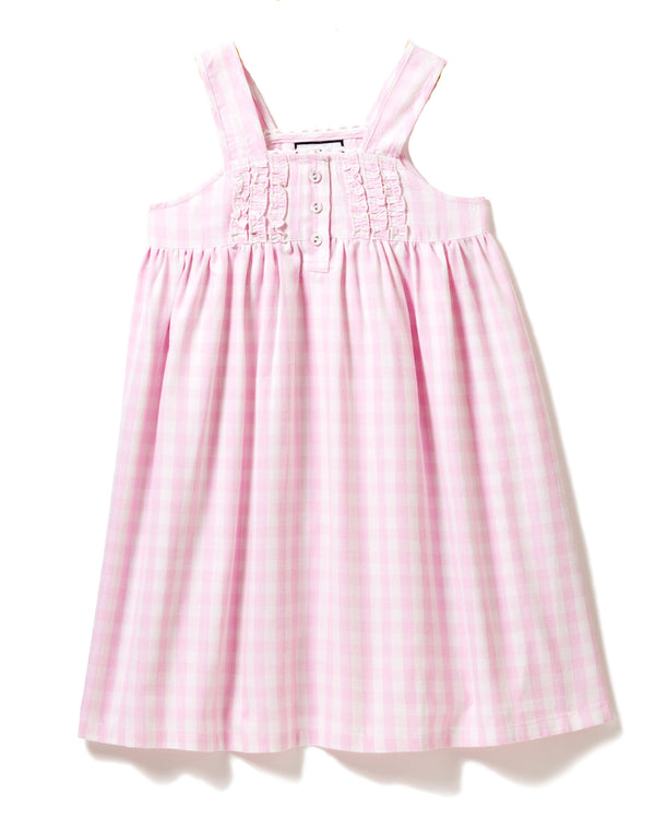 Girl's Twill Charlotte Nightgown in Pink Gingham