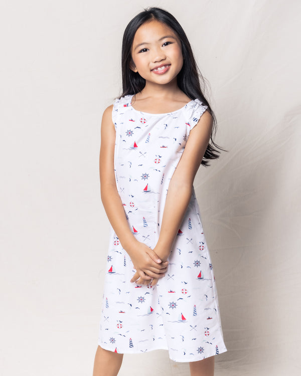 Girl's Twill Amelie Nightgown in Sail Away
