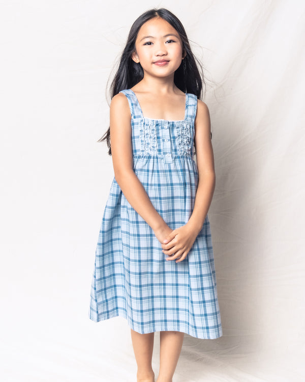 Kid's Twill Charlotte Nightgown in Seafarer Tartan